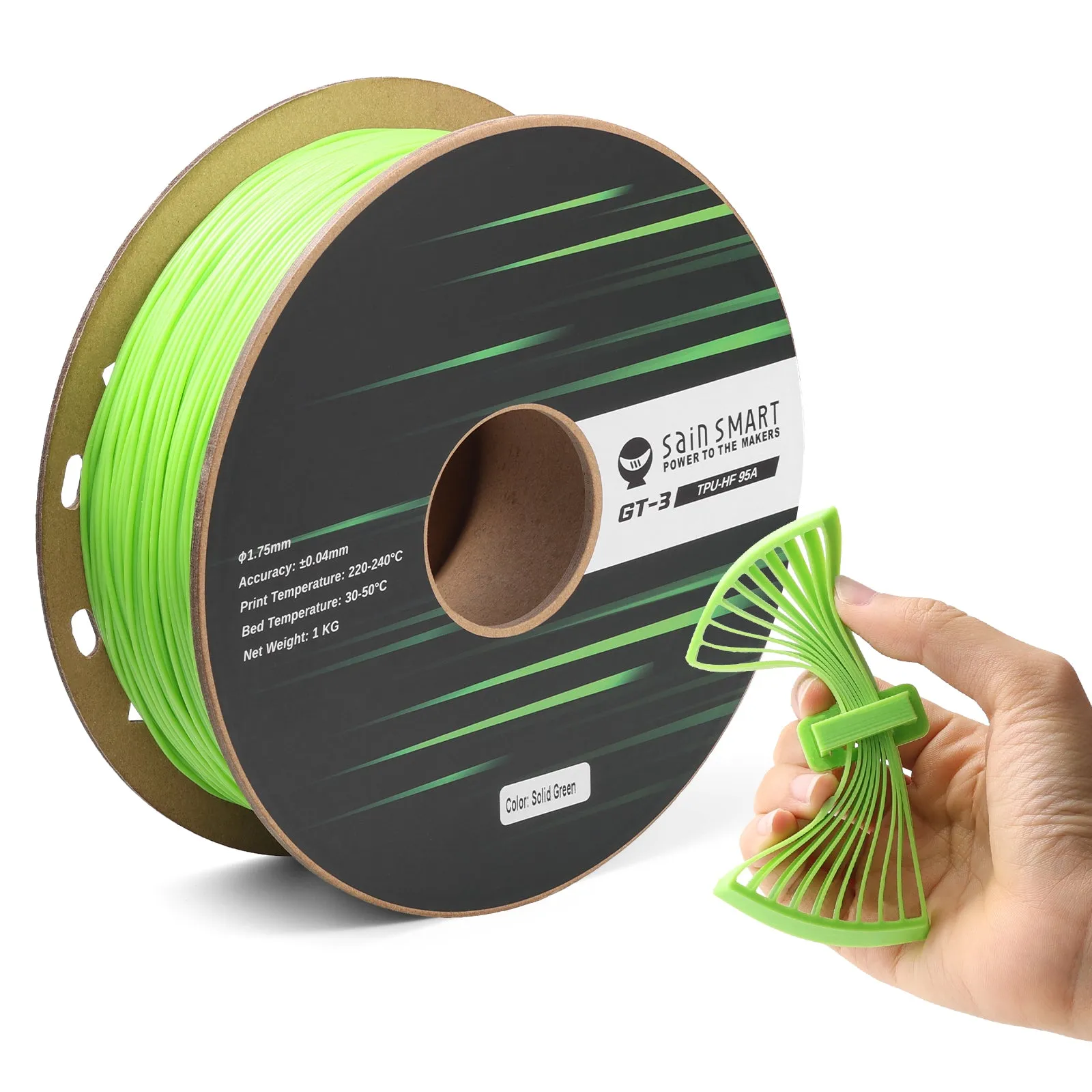 GT-3 High-Speed 95A Flexible TPU Filament, ±0.04mm, 1.75mm, 1kg, Black White Red Yellow Blue Green Transparent