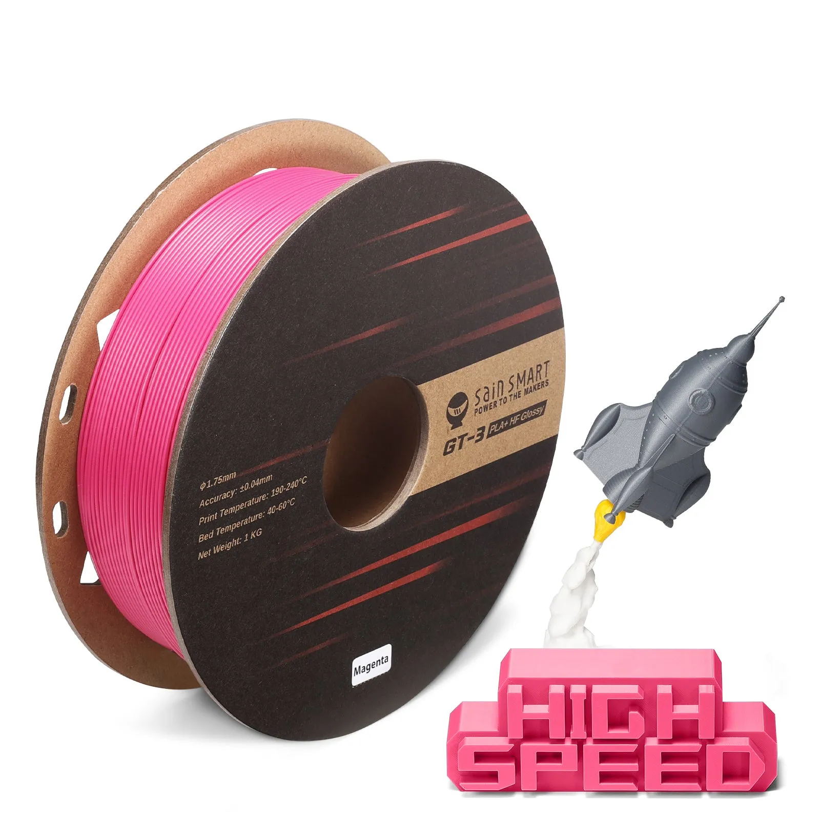 GT-3 High Speed Glossy PLA  Filament 1.75mm, 1KG, ±0.04mm, Cyan/Magenta/Yellow/Silver