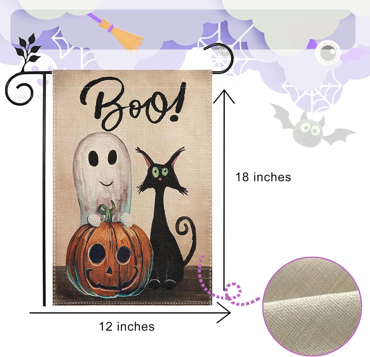 Halloween Garden Flag 12x18 Inch, Vertical Double Sided, 6Pcs