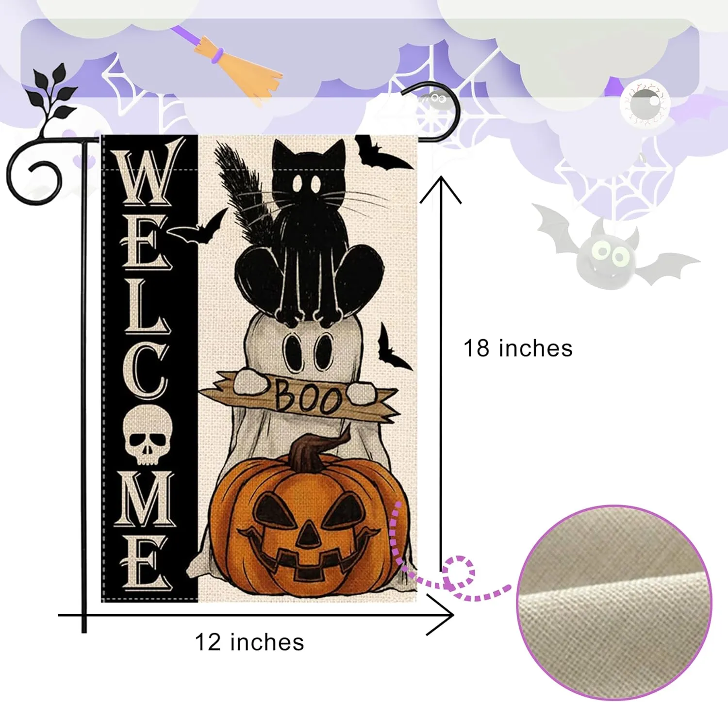 Halloween Garden Flag 12x18 Inch, Vertical Double Sided, 6Pcs