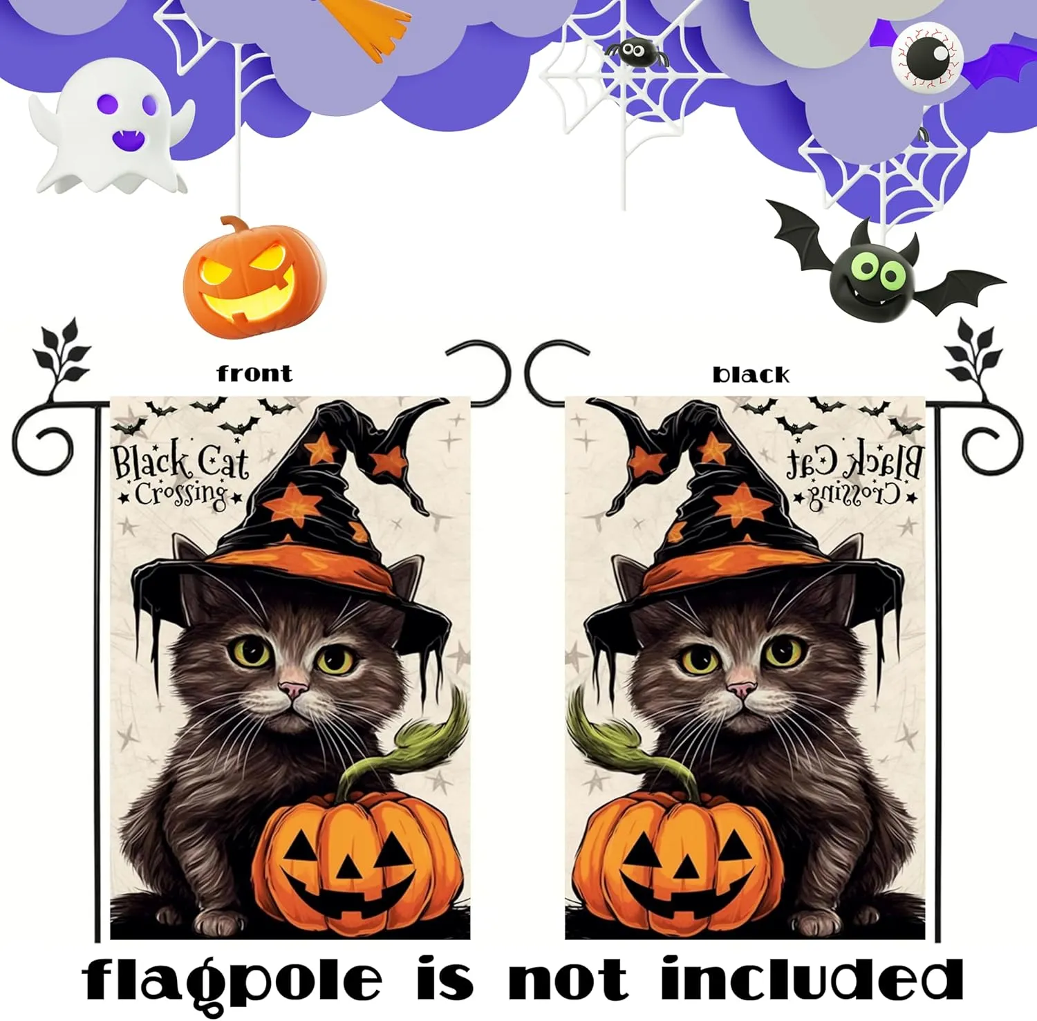 Halloween Garden Flag 12x18 Inch, Vertical Double Sided, 6Pcs