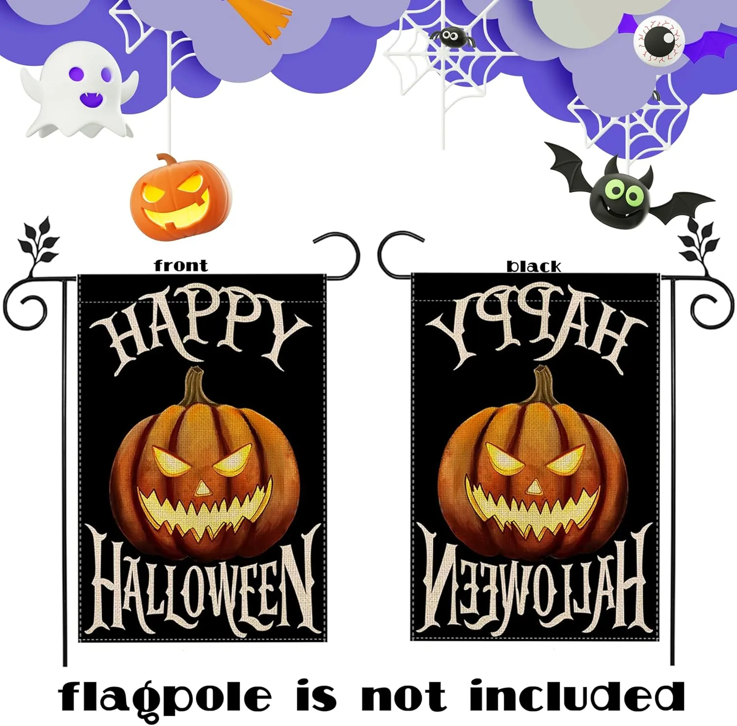 Halloween Garden Flag 12x18 Inch, Vertical Double Sided, 6Pcs