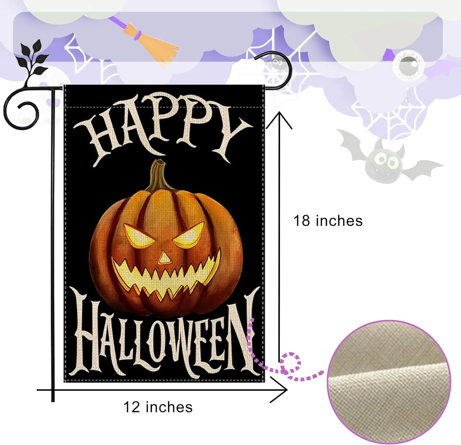 Halloween Garden Flag 12x18 Inch, Vertical Double Sided, 6Pcs