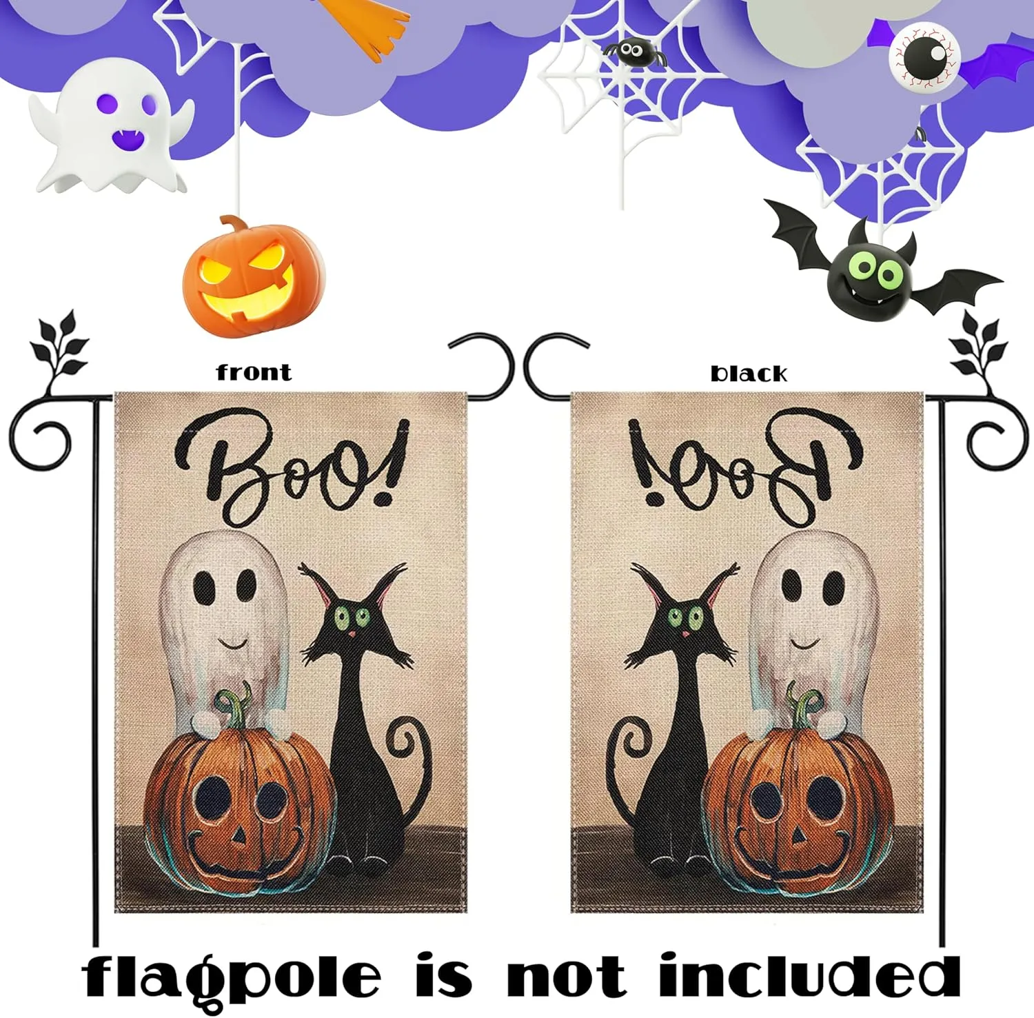 Halloween Garden Flag 12x18 Inch, Vertical Double Sided, 6Pcs