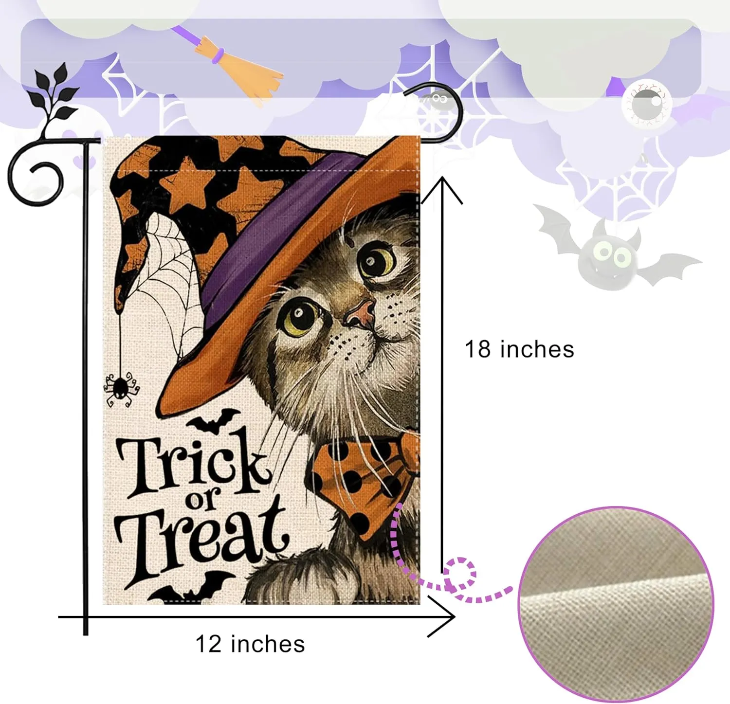 Halloween Garden Flag 12x18 Inch, Vertical Double Sided, 6Pcs