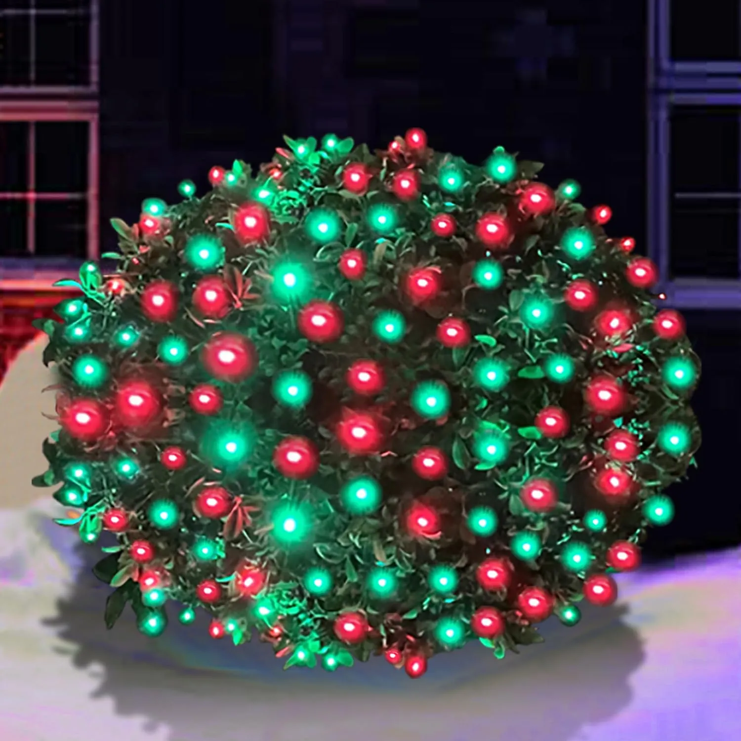 HISHINY LED Christmas Net Lights Outdoor Christmas Decorations Lights 5ftx5ft 100LED Green Wire, Connectable Bush Mesh Net Lights String for Halloween Christmas Party,Shrub,Yard,Tree（Red&Green）