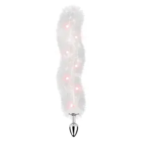 Hott Products - Foxy Tail Light Up Faux Fur Butt Plug (Silver/White)