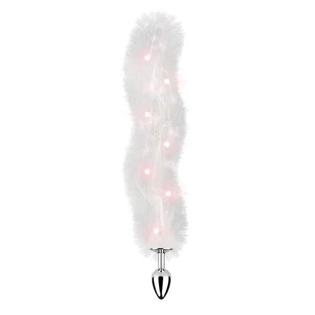 Hott Products - Foxy Tail Light Up Faux Fur Butt Plug (Silver/White)