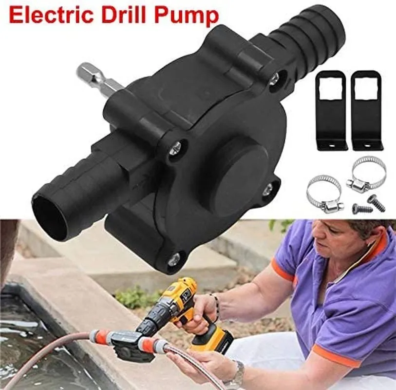 lzndeal Electric Drill Pump for Water Gasoline Oil Diesels Fluid Transfer Pump Mini Hand Self-Priming Quick Pumping Speed