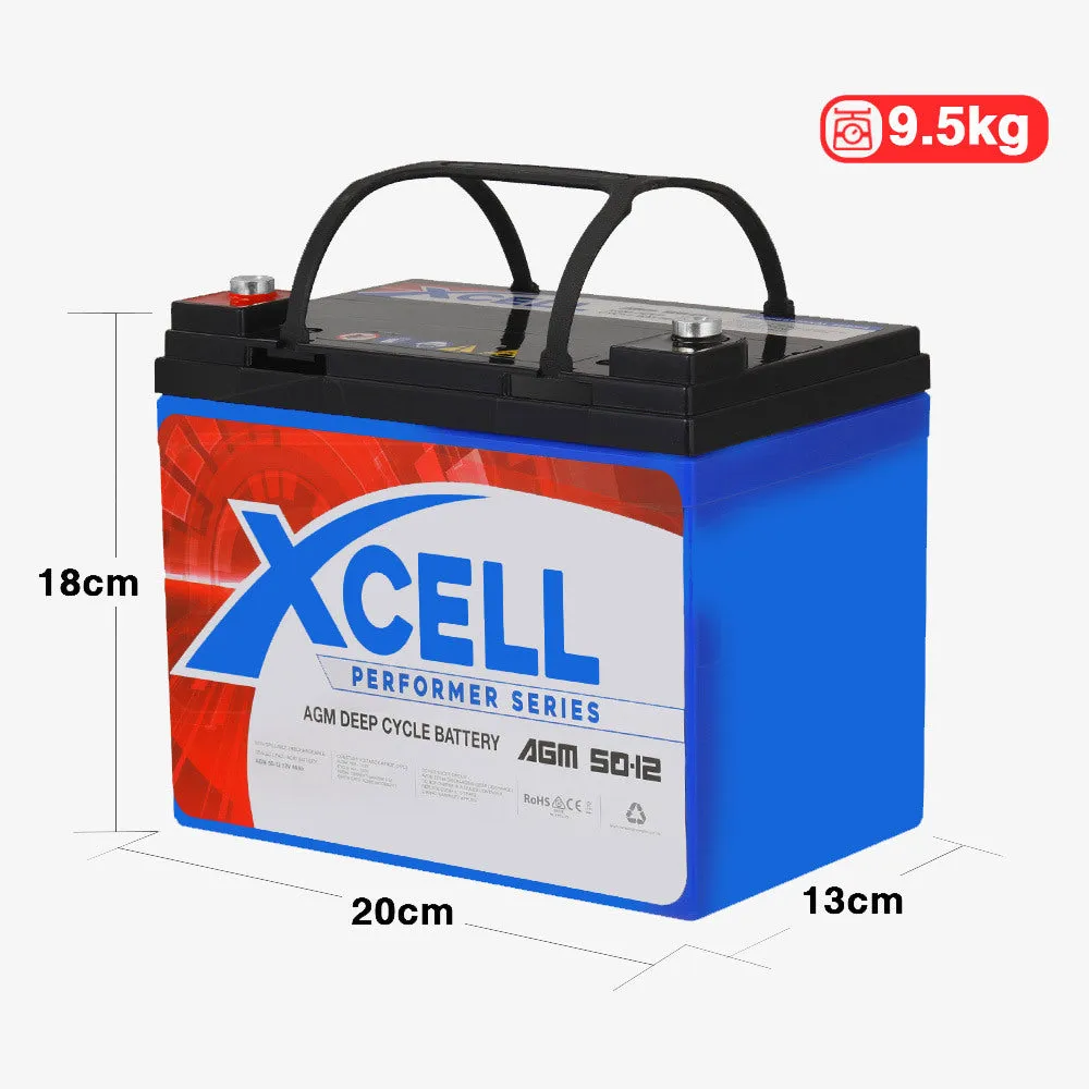 Maintenance-Free 50Ah AGM Deep Cycle Battery - 12V, X-Cell