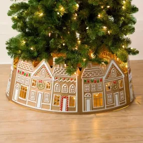 MEUDQU Gingerbread House Christmas Tree Collar LED Christmas Tree Collar Suitable