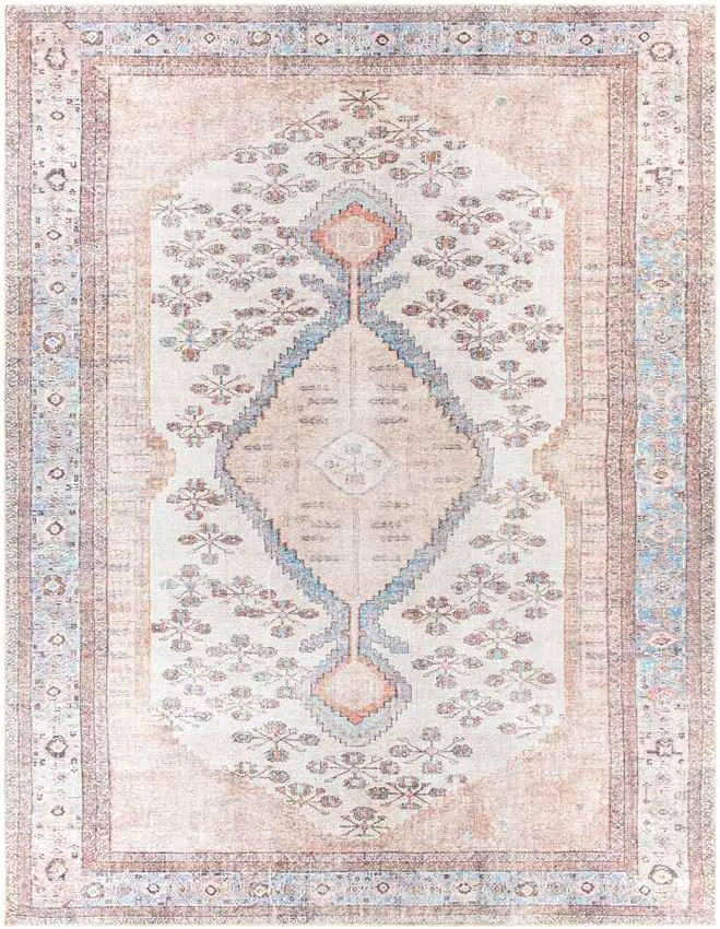 Midwoud Traditional Blush Washable Area Rug