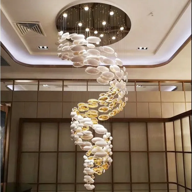 Modern Artistic Unique Golden Dragon Egg Pendant Ceiling Light Fixture for Staircase/ Sales Center/ Hotel