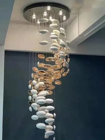 Modern Artistic Unique Golden Dragon Egg Pendant Ceiling Light Fixture for Staircase/ Sales Center/ Hotel