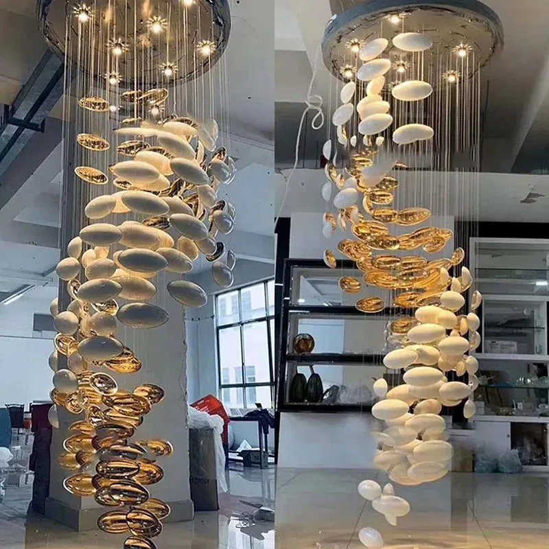 Modern Artistic Unique Golden Dragon Egg Pendant Ceiling Light Fixture for Staircase/ Sales Center/ Hotel