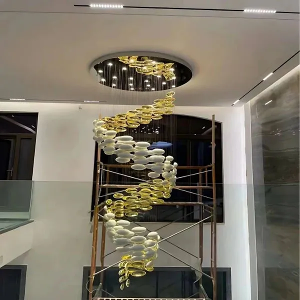 Modern Artistic Unique Golden Dragon Egg Pendant Ceiling Light Fixture for Staircase/ Sales Center/ Hotel