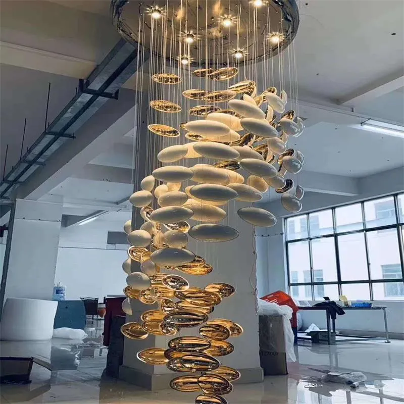 Modern Artistic Unique Golden Dragon Egg Pendant Ceiling Light Fixture for Staircase/ Sales Center/ Hotel