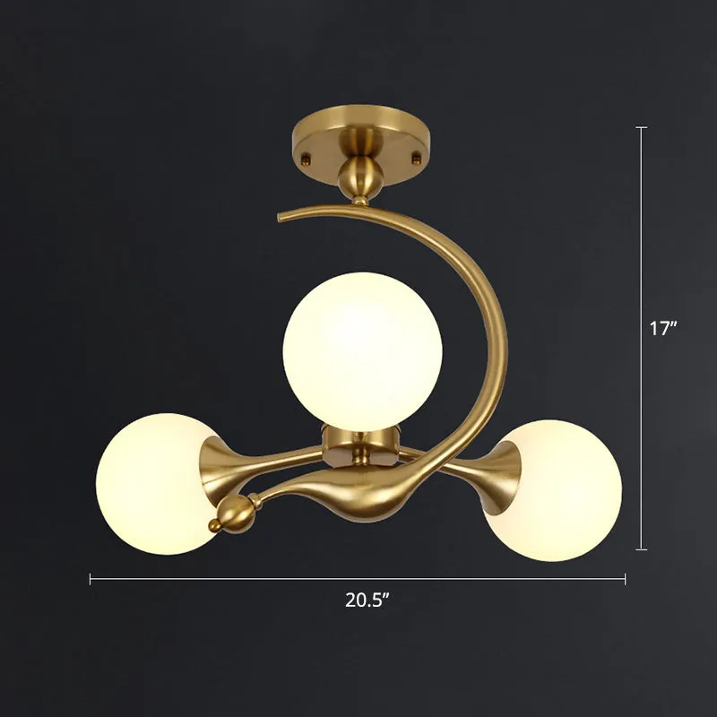 Modern Glass Chandelier Light with Brass Finish for Living Room