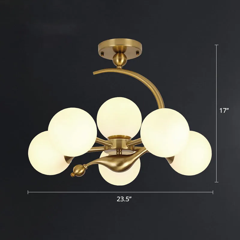 Modern Glass Chandelier Light with Brass Finish for Living Room