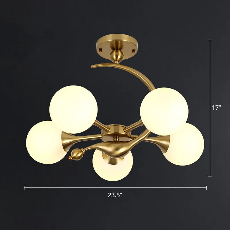 Modern Glass Chandelier Light with Brass Finish for Living Room