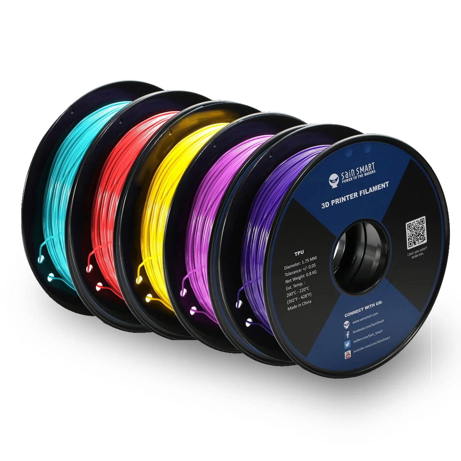 Neon Color TPU Filament Bundle Kit, Cyberpunk Color 1.75mm 0.8kg/1.76lb