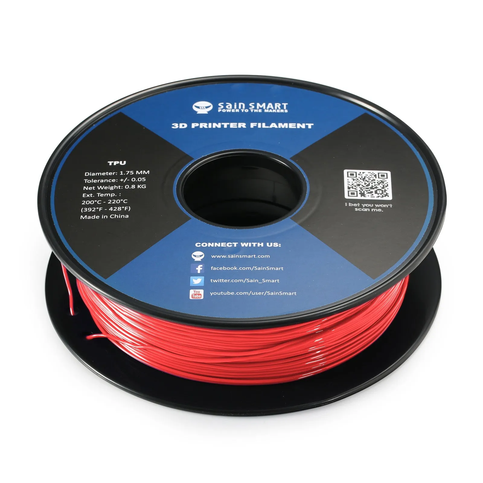 Neon Scarlet, Cyberpunk Color TPU 1.75mm Filament 0.8kg/1.76lb