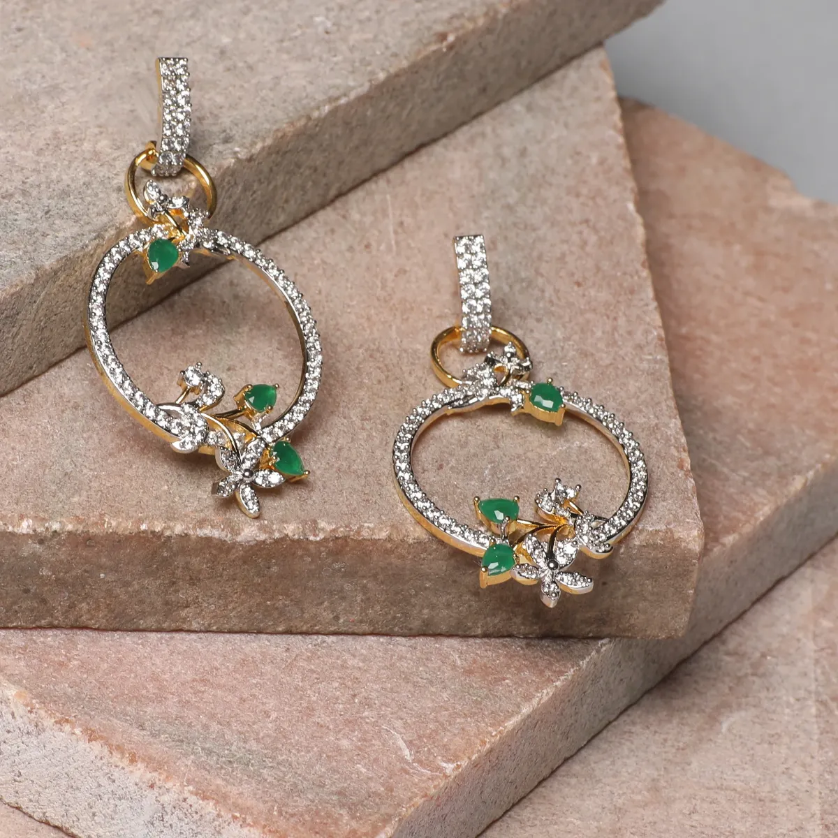 Olive Nakshatra CZ Earrings