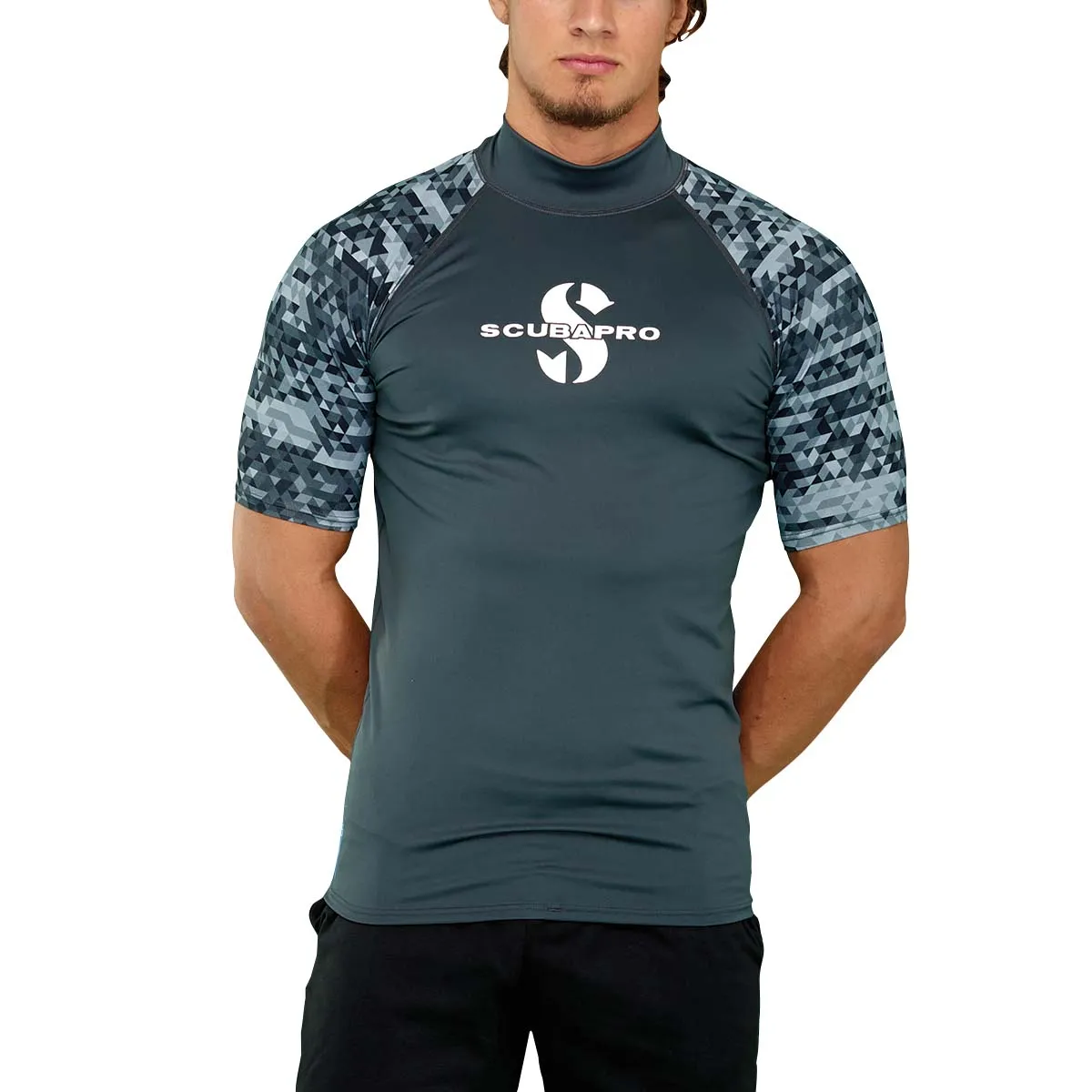 Open Box ScubaPro Men's UPF 50 Short Sleeve Rash Guard - Graphite, Size XLG