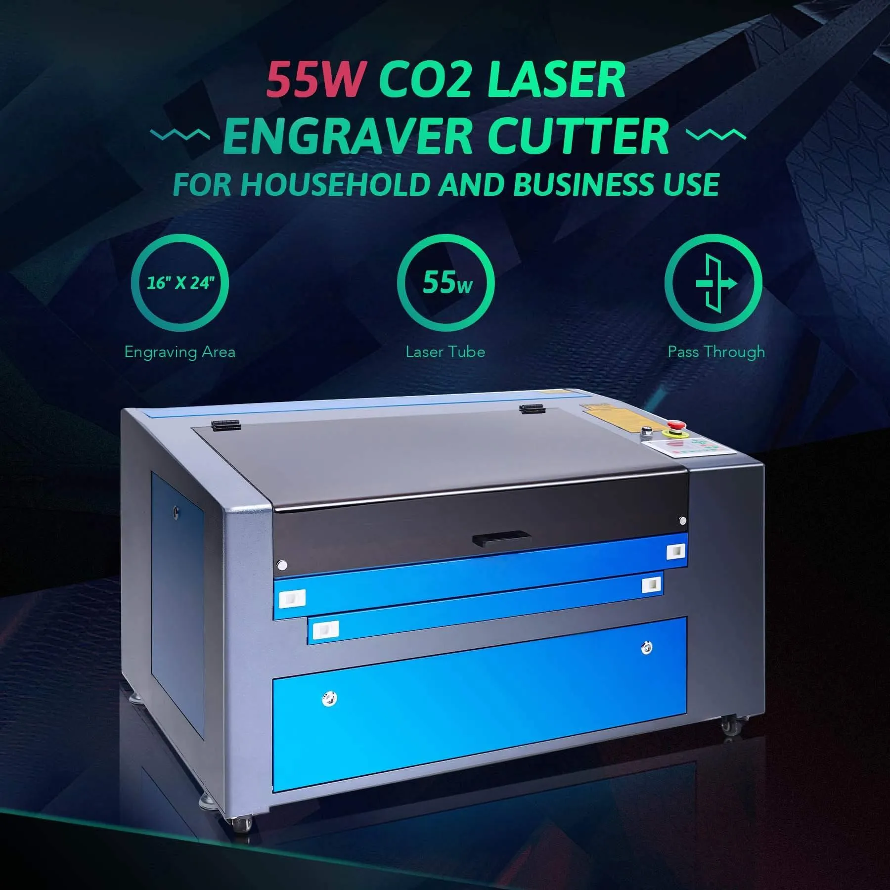 Pre-Owned MF1624-55 -  55W CO2 Laser Engraver Cutting Machine with 16” x 24” Working Area