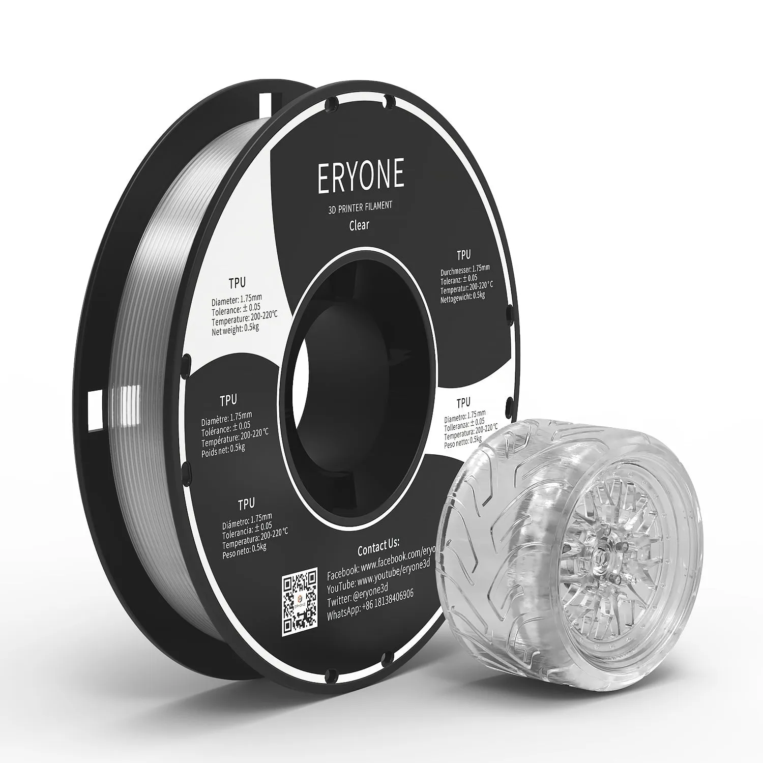 Pre-Sale- ERYONE TPU 3D Filament 0.5kg  FREE SHIPPING(MOQ:20 rolls,can mix color)