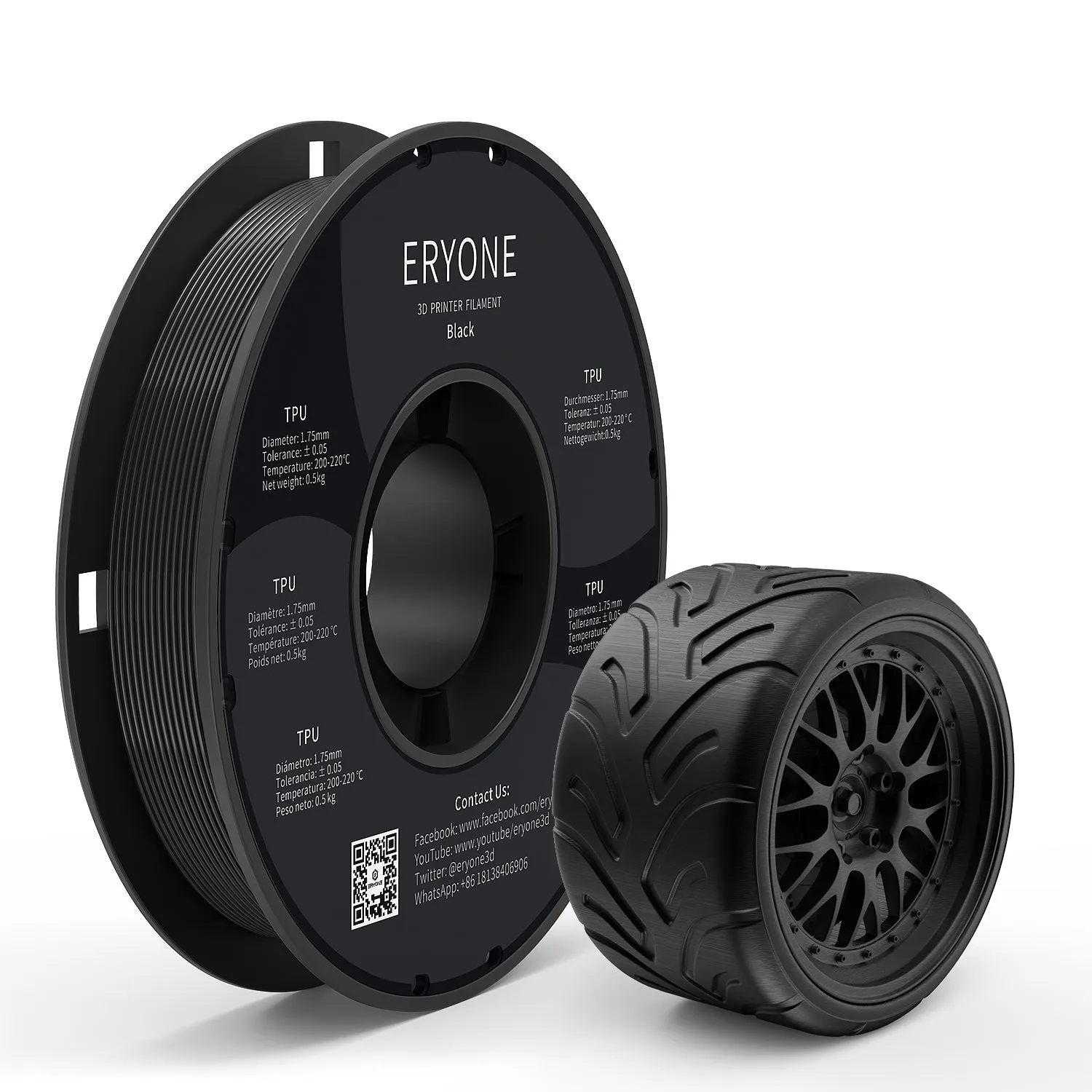 Pre-Sale- ERYONE TPU 3D Filament 0.5kg  FREE SHIPPING(MOQ:20 rolls,can mix color)