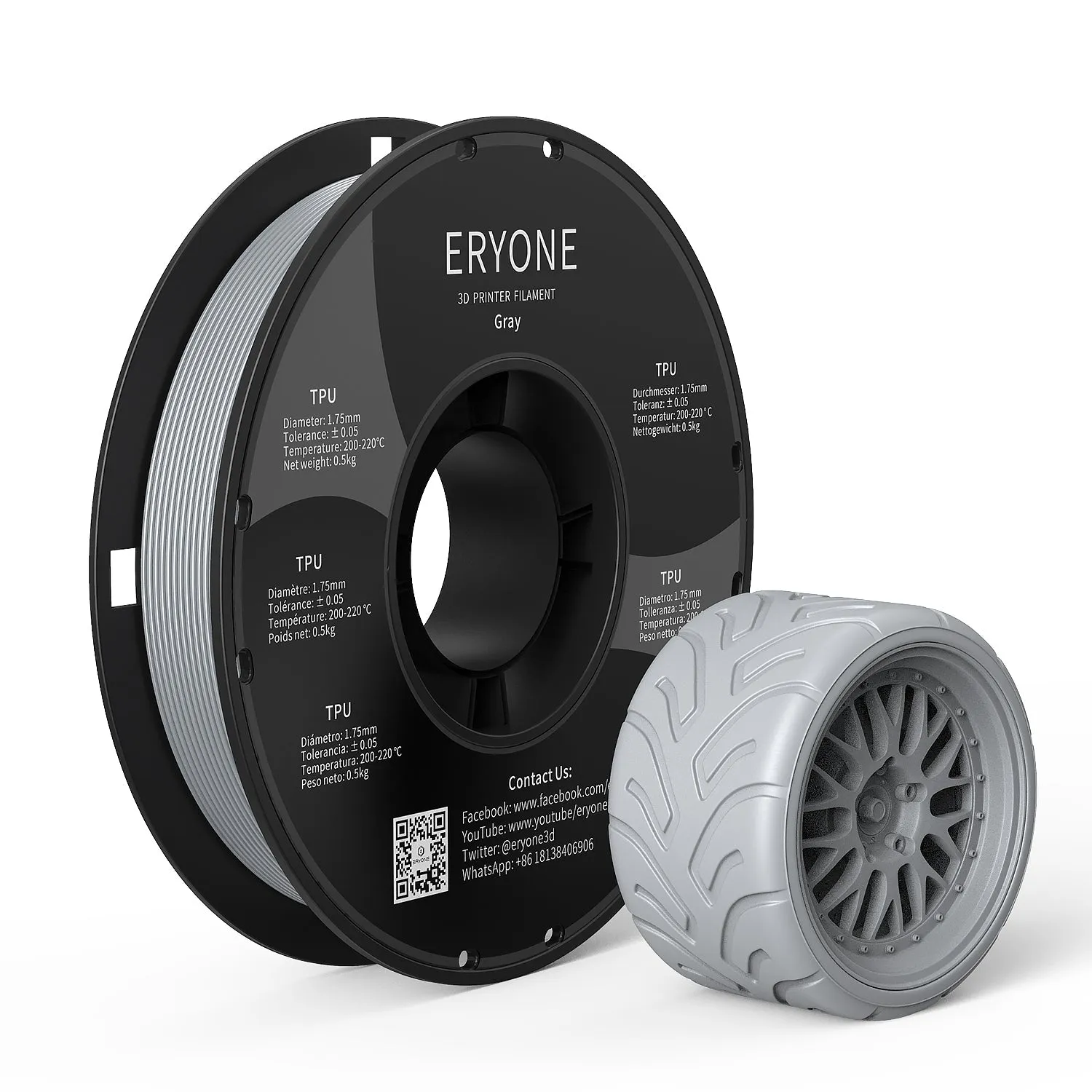 Pre-Sale- ERYONE TPU 3D Filament 0.5kg  FREE SHIPPING(MOQ:20 rolls,can mix color)