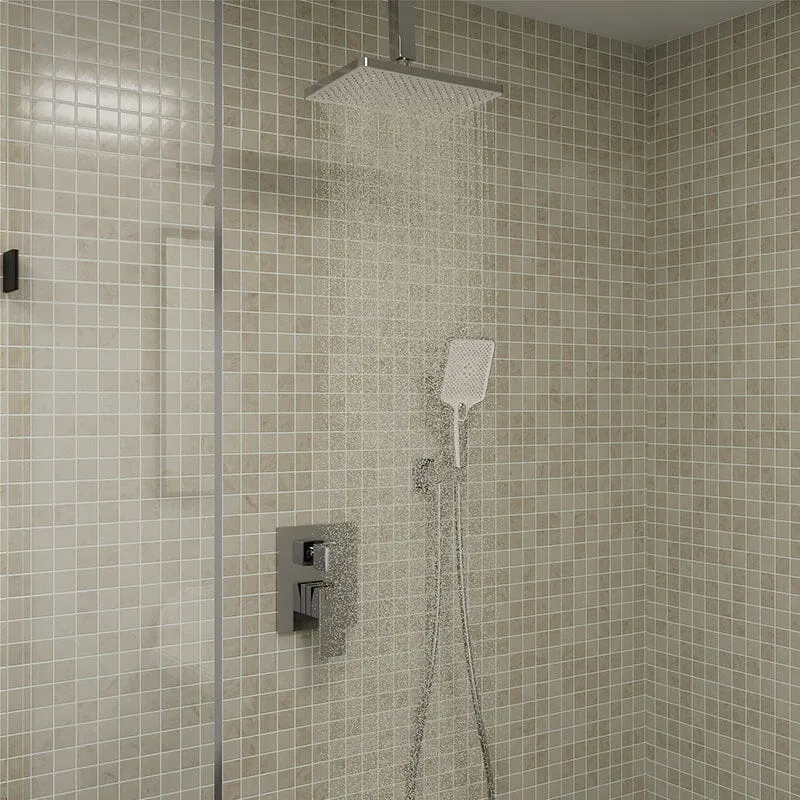 Shower Set 14.2" Rectangular Ceiling Shower Head with 3 Functions Hand Shower