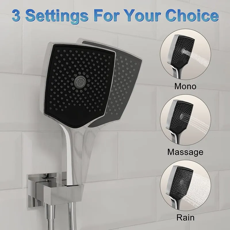 Shower Set 14" Rectangular Ceiling Shower Head with Hand Shower