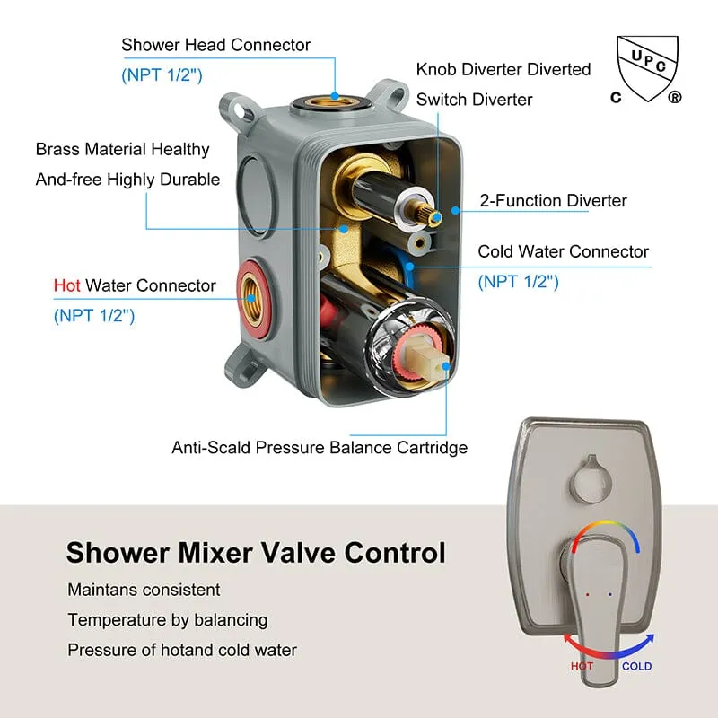 Shower Set 14" Rectangular Ceiling Shower Head with Hand Shower