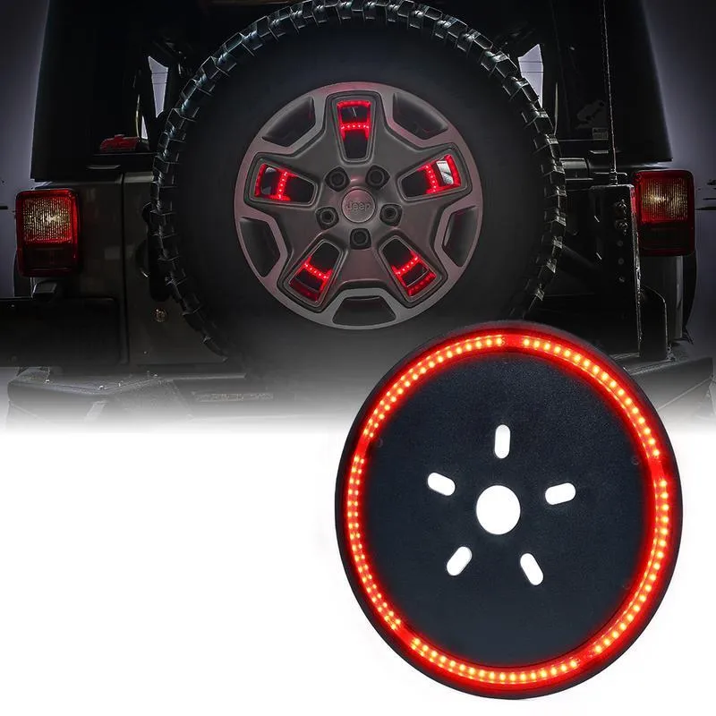 Smoked 14" 3rd Brake Wheel Tire LED Lamp Rear Decoration Light for Jeep Wrangler JK