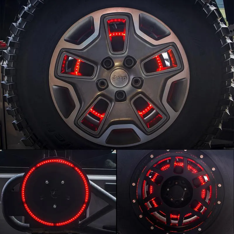 Smoked 14" 3rd Brake Wheel Tire LED Lamp Rear Decoration Light for Jeep Wrangler JK