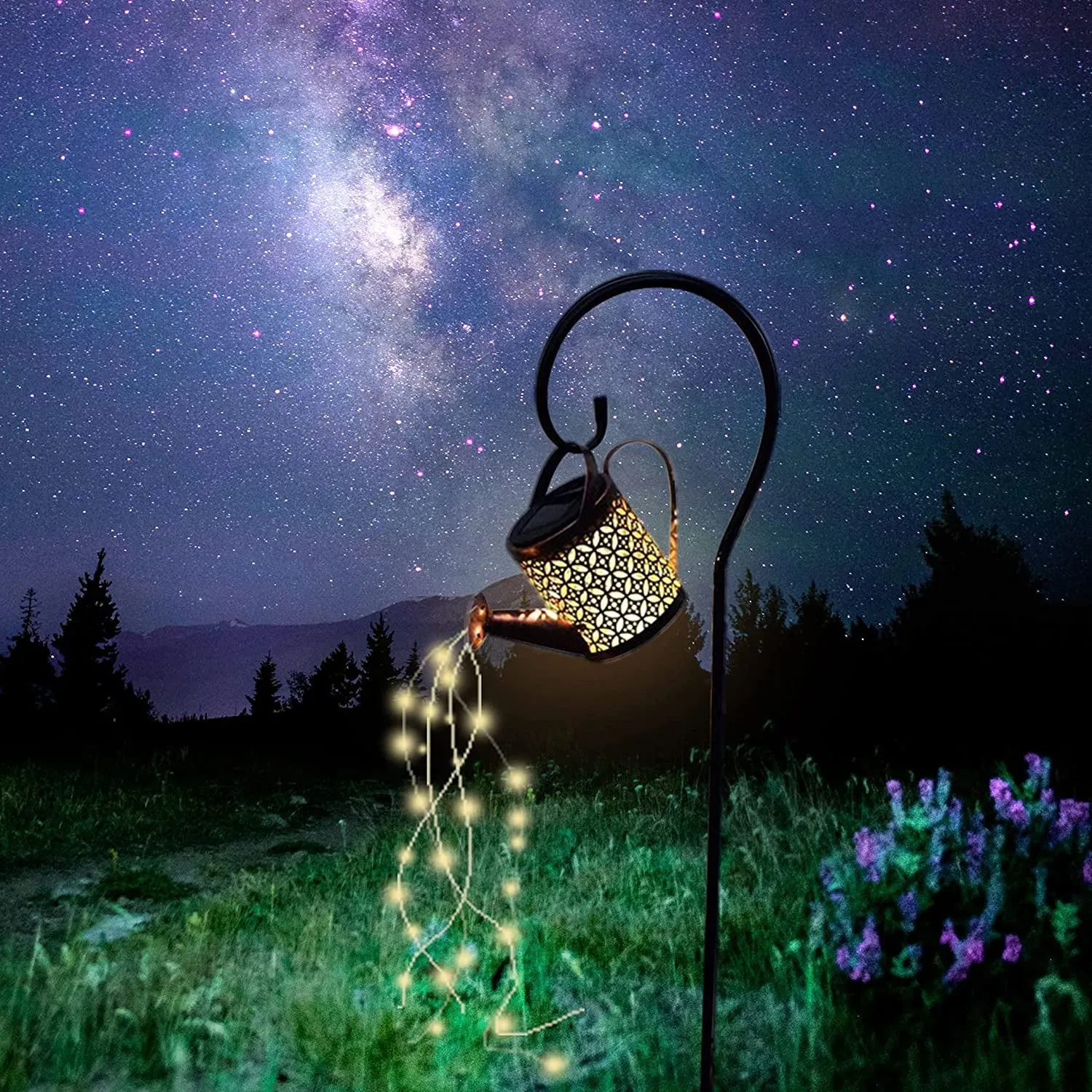 Solar Glowing Fairy Watering Can Light