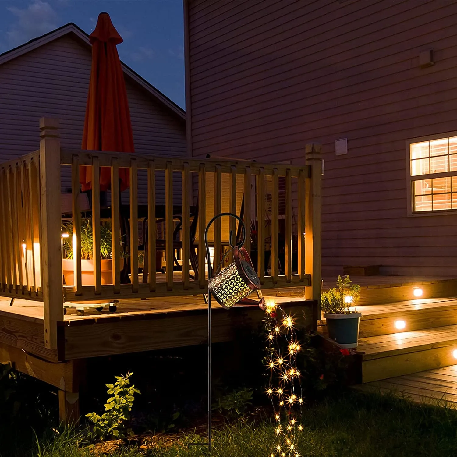 Solar Glowing Fairy Watering Can Light