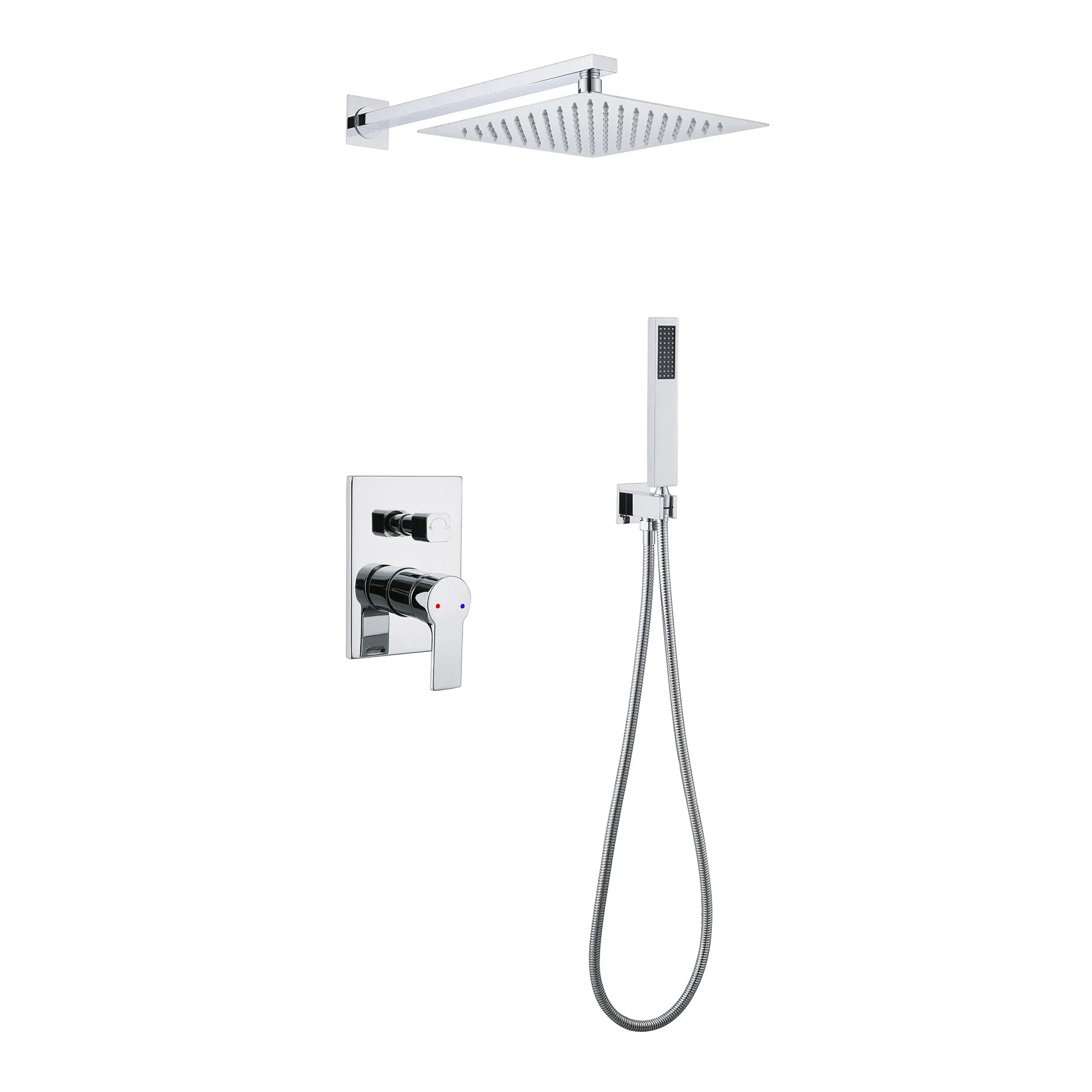 Square Concealed Shower Set Wall Mount 10-inch Top Spray Matte Black RB0820