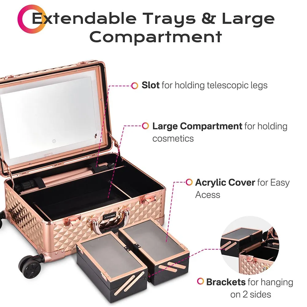 TheLAShop Artist Studio Rolling Makeup Travel Vanity Case w/ Light 15x10x23"