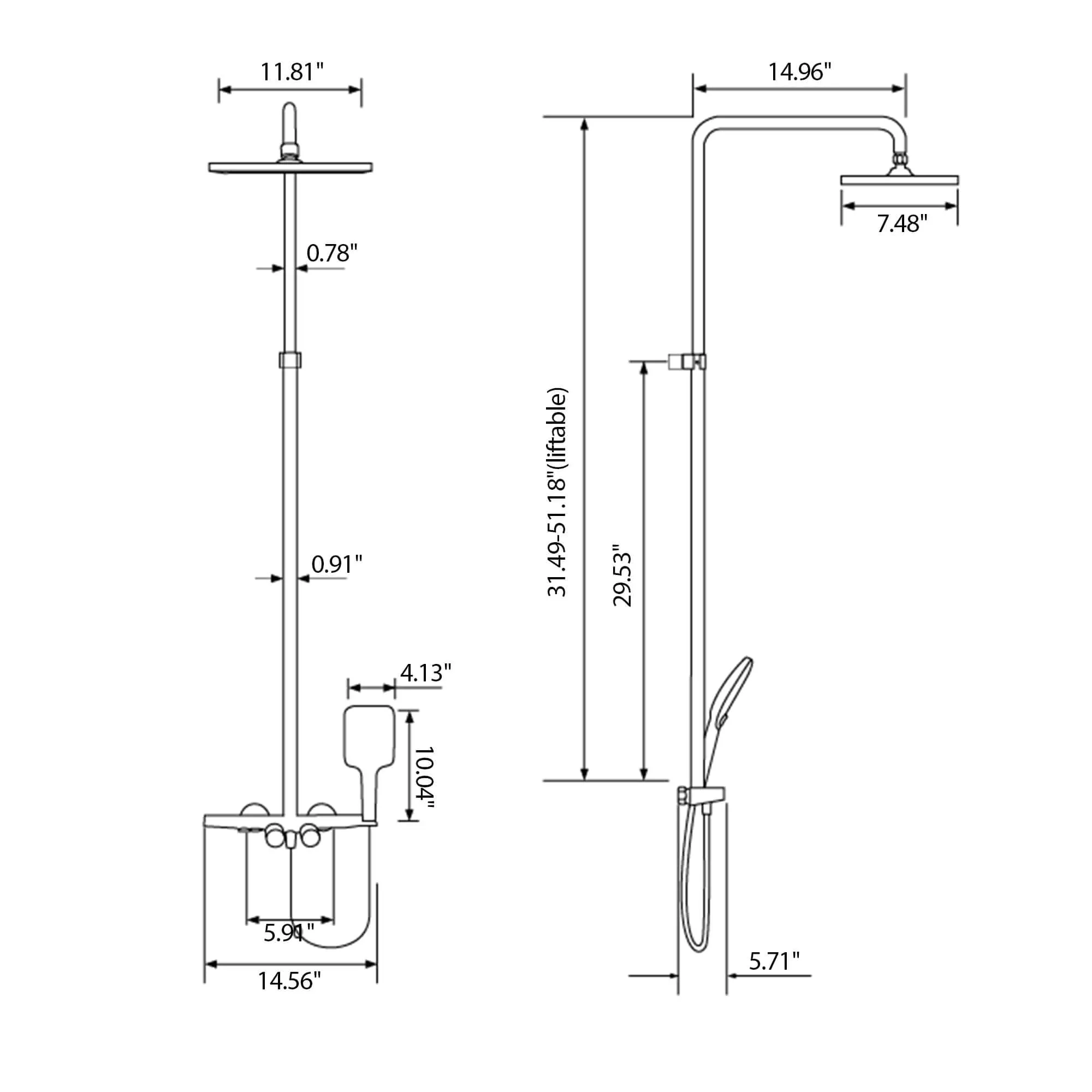 Wall Mount 4-Spray Shower Faucet Set Anti Scald Brass Thermostatic Shower System