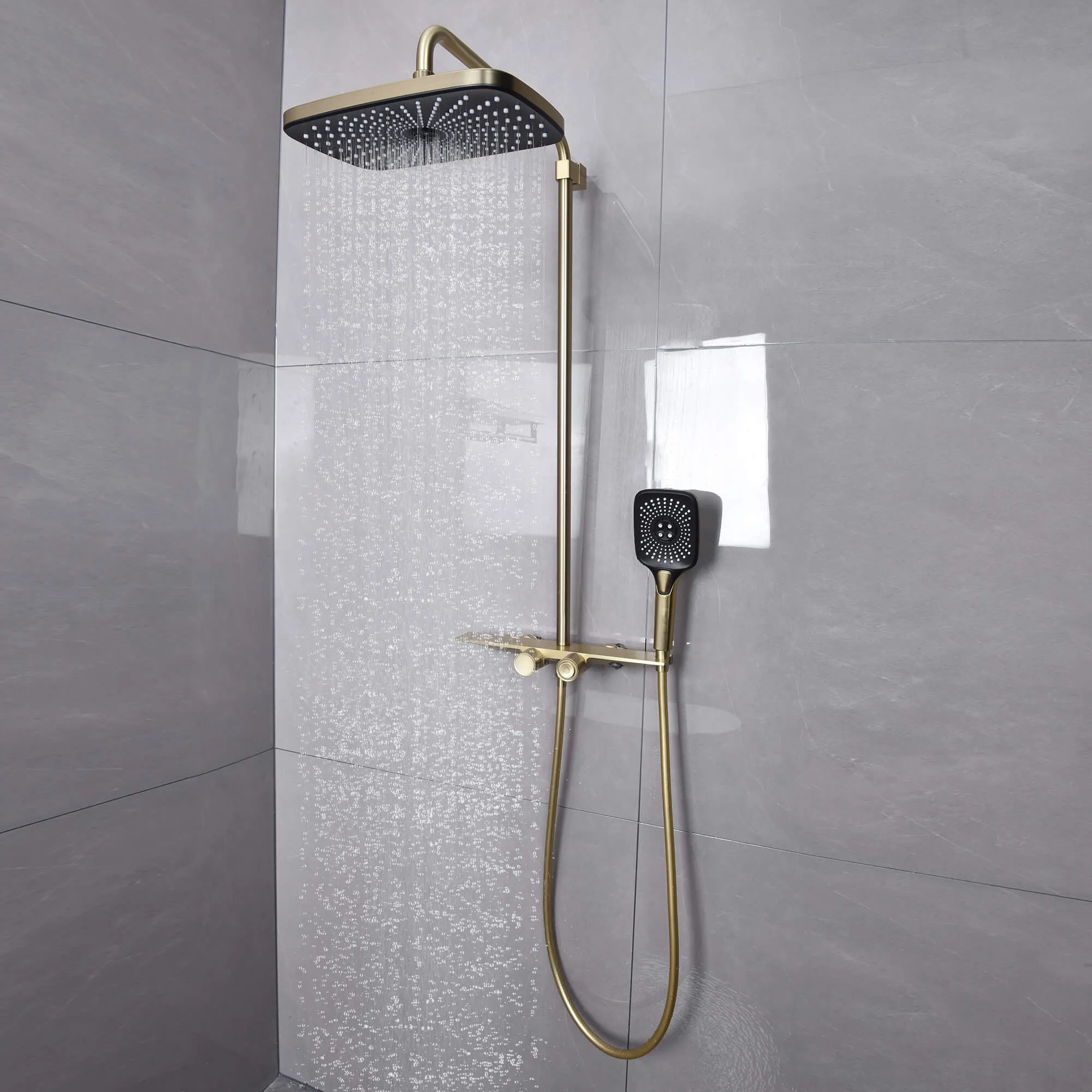 Wall Mount 4-Spray Shower Faucet Set Anti Scald Brass Thermostatic Shower System