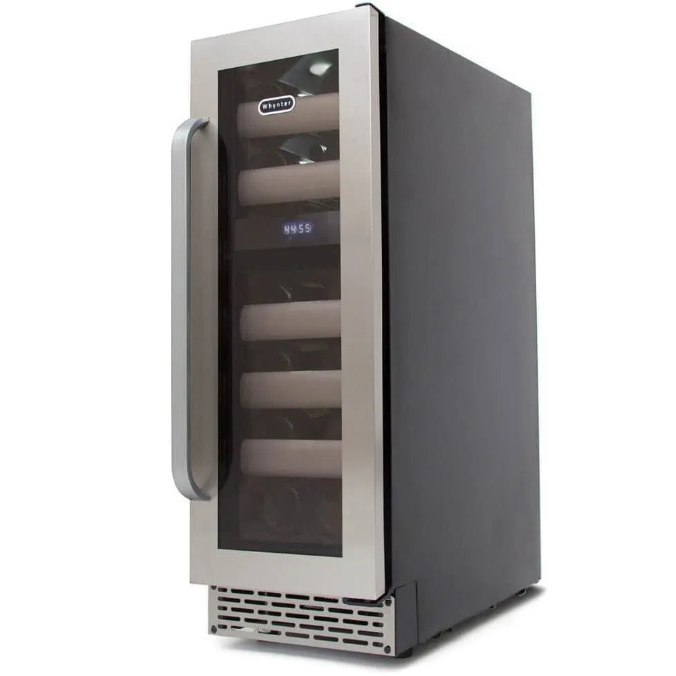 Whynter Elite 17 Bottle Seamless Stainless Steel Door Dual Zone Built-in Wine Refrigerator BWR-171DS