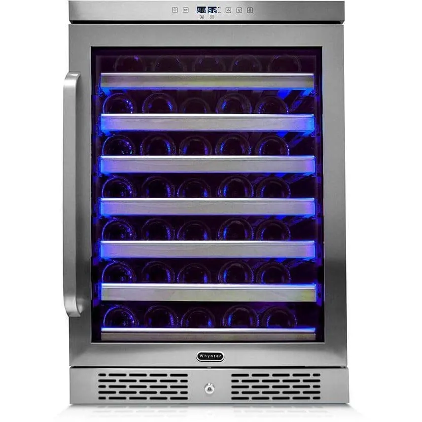 Whynter Elite Spectrum Lightshow 54 Bottle Stainless Steel 24 inch Built-in Wine Refrigerator BWR-545XS