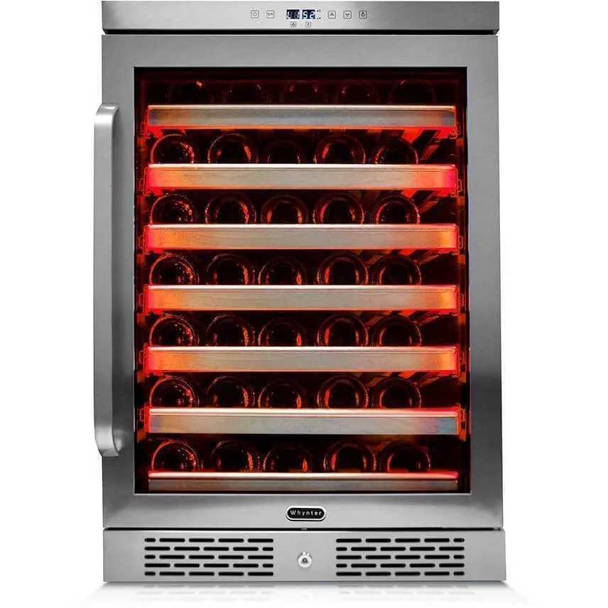 Whynter Elite Spectrum Lightshow 54 Bottle Stainless Steel 24 inch Built-in Wine Refrigerator BWR-545XS