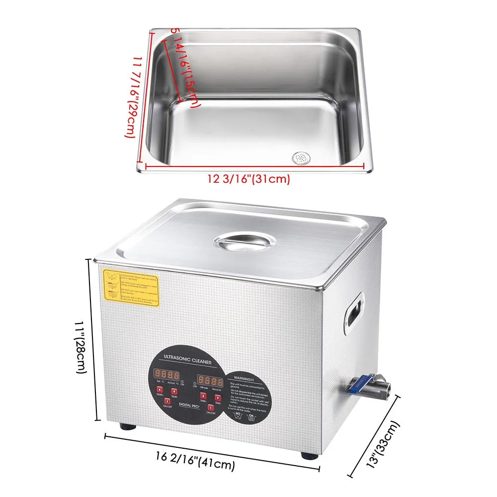 Yescom 15L Stainless Steel Digital Ultrasonic Cleaner Machine